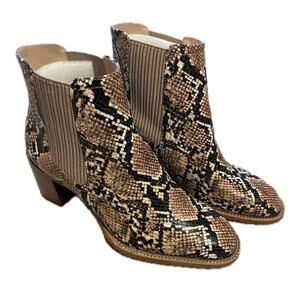Vince Camuto Womens Jentilliy Ankle Boots Chelsea Snakeskin Leather Heeled sz 6